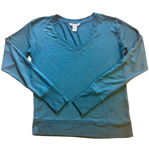 ATHLETA - Sunrise v-neck - XS/TP sweatshirt - teal - super soft thumb hole - EUC - Picture 1 of 6